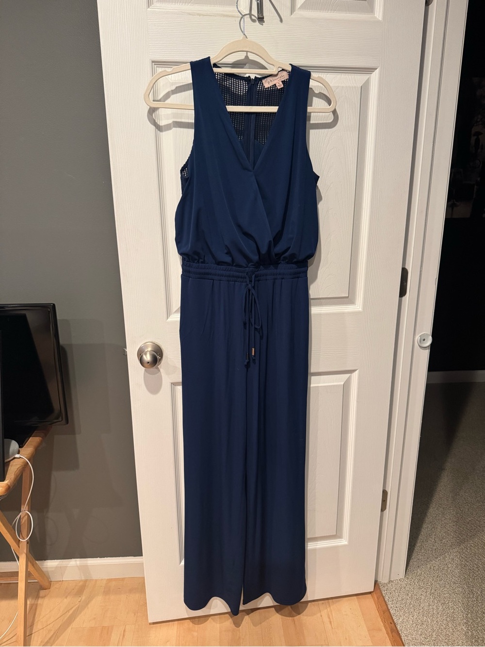 Sleeveless Navy Jumpsuit with Drawstring Waist